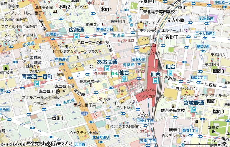 仙台駅前コンタクト付近の地図